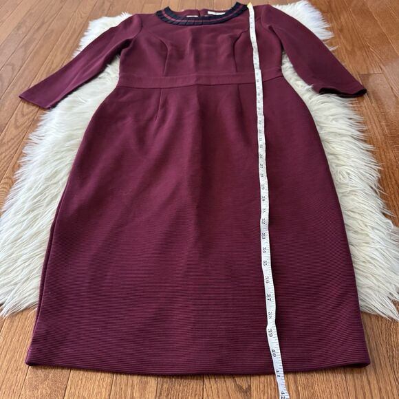 Boden Polperro Ottoman Grosgrain Dress Women’s 8R Red Navy Lined Pleated Pencil - Picture 7 of 13